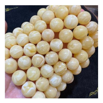 China High Quality Polishing Baltic White Amber Muslim Size 14-16mm Amber Beads Natural Amber Russia Prayer Beads Bracelet for sale