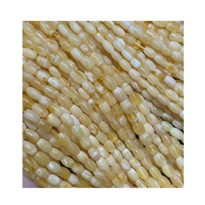 China Factory Outlet Polishing Natural Baltic Amber Diameter 5-8 Mm Fine White Pattern DIY Amber Assorted Style Of Rice Bead Process for sale