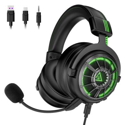 China Factory Wholesaler EKSA 7.1 AI PJ Gaming Comfortable Wearing High End Wired Headset with LED Light for Gamer on Mobile, PC, Xbox, PS4/PS5 for sale