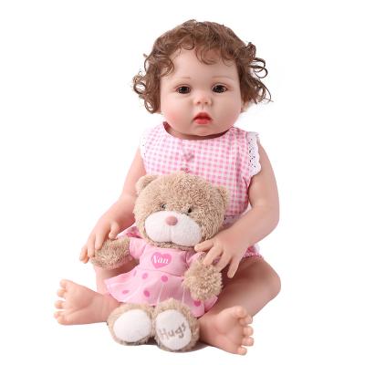 China Changeable Full Body Silicone Clothing 48CM Reborn Baby - Realistic Rooted Newborn Doll Girl Curly Hair Doll for sale