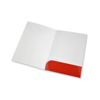 China Fast Shipping Custom Place Document Logo Presentation Folder 300gsm Standard Size Art Paper Pocket Folder 300*215mm With Business Card Slots for sale