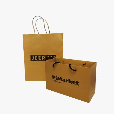 China Recyclable Professional Custom Shopping Brown Kraft Paper Bags With Color Logo Printing for sale