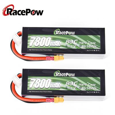 China RC Car RacePow Large Capacity Lipo Batteries 7800mAh 11.1V High Discharge Rate 80C Battery For RC Car With Hard Case for sale