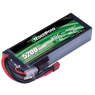 China RC hard case car battery RacePow discharge rc car battery packs 2S 7.4V 35C 5200mAh OEM lipo rechargeable battery case hard lipo rc battery for RC car for sale