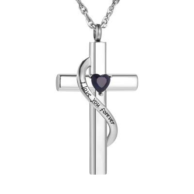 China skin-friendly & Eco-Friendly Cross Cremation Urn Necklace Keepsake Pendant Memorial Jewelry I Love You Forever for sale