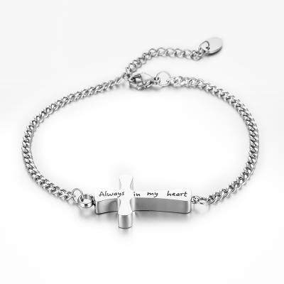 China skin-friendly & Eco-Friendly Cross Always In My Heart Ash Holder Remembrance Cremation Bracelet Jewelry for sale