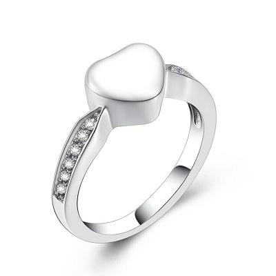 China Laser or engrave words are available Ash Urn Jewelry Heart Cremation Ring Stainless Steel Keepsake Rings for sale