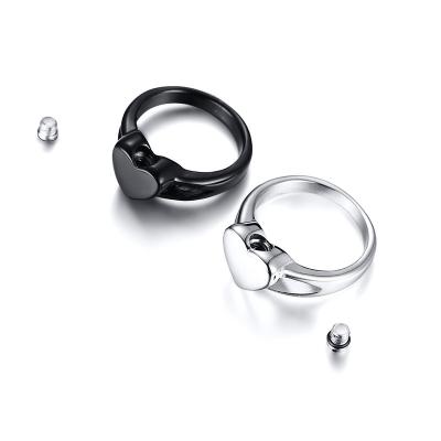 China skin-friendly & Eco-friendly Cremation Urn Ring Stainless Steel Heart Ash Rings Memorial Jewelry for sale