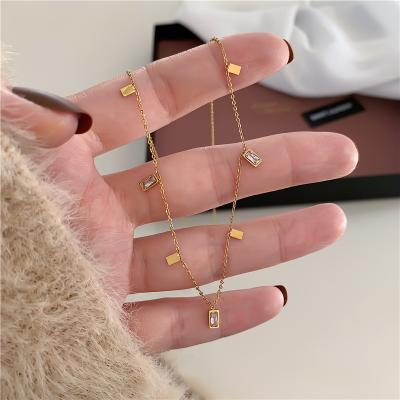 China High Polished And Tarnish Non Delicacy Non Tarnish Stainless Steel Gold WomenTiny Diamond Charm Necklace Jewelry for sale