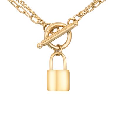 China High Polished Single Gold Plated Stainless Steel Choker OT Clip Lock Necklace for sale