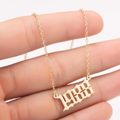 China CLASSIC 18K Gold Plated Custom Stainless Steel Birth Year Necklace for sale