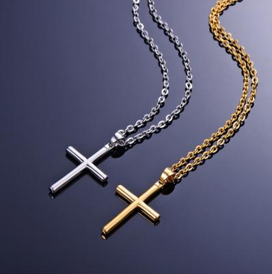 China Wholesale High Polished High Polished Custom Engraved Christian Jewelry Stainless Steel Cross Necklace For Men for sale