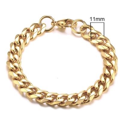 China skin-friendly & Hip Hop Jewelry Stainless Steel Gold Cuban Link Chain Bracelet Men Eco - Friendly for sale