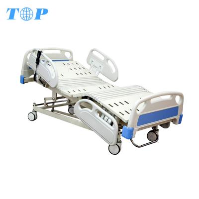 China TOP-M1004 Hospital Bed Factory Direct Cold Steel Plate Full Cast Icu 5 Function Outdoor Electric General Hospital Bed For Sale for sale