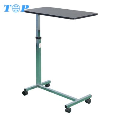 China Hospital Table TOP-M6004 Best Selling Adjustable Bed Rolling Table, Adjustable Tray Table On Wheels for sale