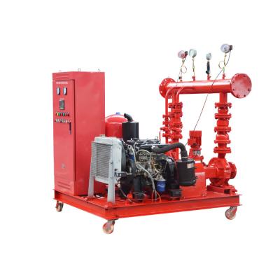 China Diesel Fire Pump Package Emergency Fire Water Pump System Main pump set and jockey pump, electric, with hydropneumatic tank, suction and discharge manifolds and electric panel. for sale