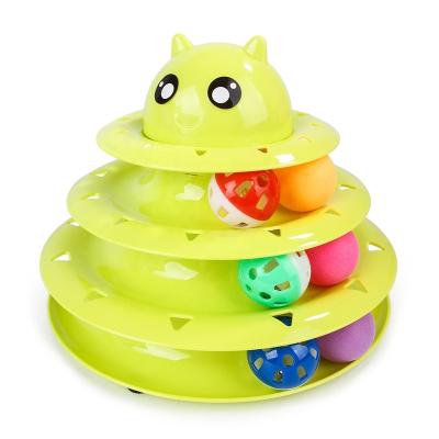 China Cat Toy Roller Interactive Cat Kitten Tower Level Colorful Ball Viable 3 Lanes Wholesale for sale