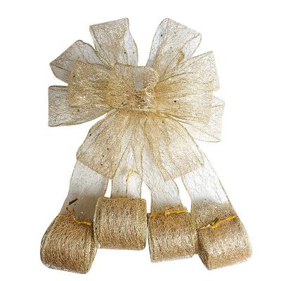 China Garment Decorations Wholesale Holiday Wreath Bow Ornament Wired Edge Ribbon Christmas Wreath Bows For Sale for sale