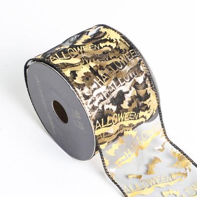 China 2022 Wholesale Recyled Ribbon For Halloween Decorative Gift Ribbon Halloween Festival Wrapping Roll for sale