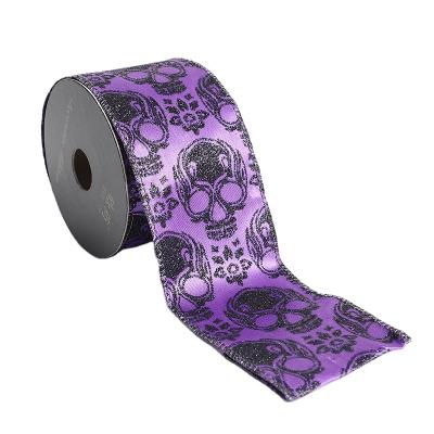 China 2022 Decorative Waist Ribbon Halloween Gift Wrapping Roll 2022 Recyled Halloween Festival Decorative Style Customized With Flex Edge for sale