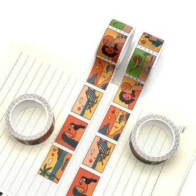 China Waterproof Custom Japanese Paper Washi Masking Tape Printed Waterproof Stamp Tape Rolls for sale