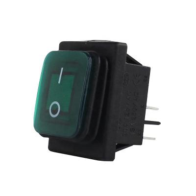 China 250VAC 16A 4 PIN Switch KCD4 KCD2 Waterproof LED ON OFF Oven Push Rocker Button Switch with KCD2 Red Green Light for sale