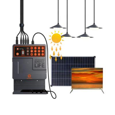 China Home Mobile Home Charging Solar Led Kits 40W Solar Panel Light System Mini Solar System For Africa for sale