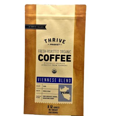 China Moisture Proof Plastic Kraft Paper Matte Back Up Coffee Bag Mylar Bag Coffee Packaging Bag With Valve for sale