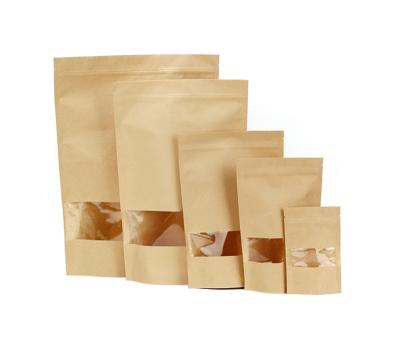 China Stand Ziplock Moisture Proof Custom Resealable Pouch Kraft Paper Tea Coffee Snack Packaging Bag With Window for sale