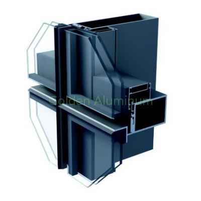 China Decorations Water Proof Unit Powder Coated Profile Double Glass Curtain Wall Aluminum Profile for sale