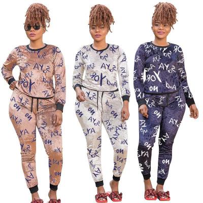 China 2021 Hot Fashion Polyester New Products Fall Casual QUICK DRY Women's Monogram Two Piece Set 2 Piece Set Plus Size Women Clothing Sets for sale