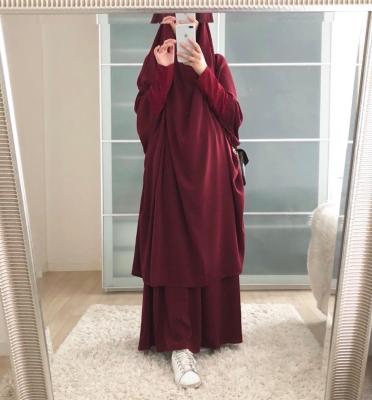 China New Comfortable Solid Color Top Suit Feel Wide Leg Pants Muslim Women Long Sleeve Two Piece Set Islamic Clothing Middle East Dubai Suit For Lady for sale