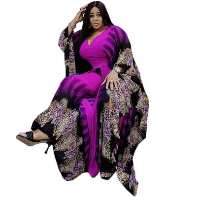 China Comfortable No Min African Fall Fashion Purple Tie Dye Modern Summer Plus Size African Dress for sale