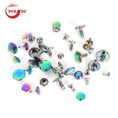 China New Arrival Nickel Free Rainbow Cap Rivet Double Round Domed Studs Fastener Snap Studs for sale