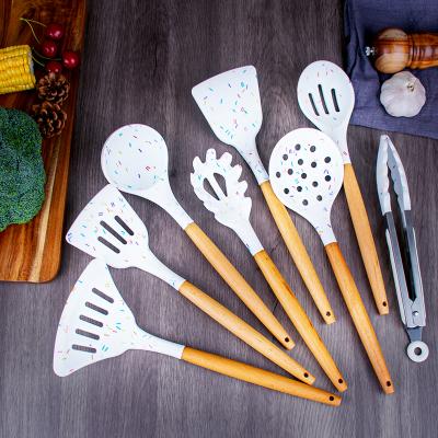 China OEM Viable Wholesale 12PCS Kitchen Instruments Tools Kitchen Utensil Wooden Nonstick Cooking Set for sale