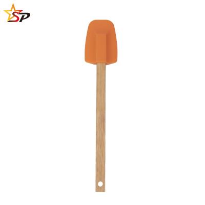 China Non Viable Wholesale Stick Cookware Beech Handle Silicone Baking Wooden Spatula for sale