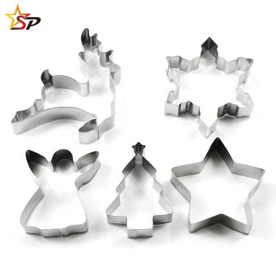 China Sustainable Food Grade 5 Pieces Cookie Cutter Set Christmas Metal Difference Stainless Steel Cutte Cookie Cutter for sale