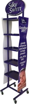 China Adjustable Metal Display Shelf Single Sided Floor Standing / Free Rotating Display Stand for sale