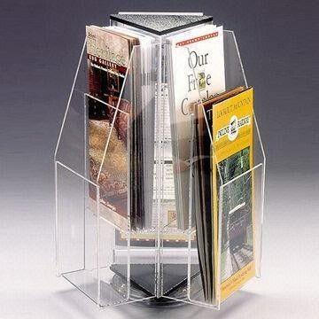 China Rotating Brochure Acrylic Countertop Display Holder , Durable acrylic display stands for sale