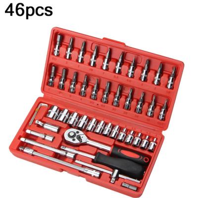 China Multifunctional 46pcs Repair Shop Car Repair Tool Kits Socket Set Torque Wrench Tool Box For Portable Auto Repair Kit Tools for sale