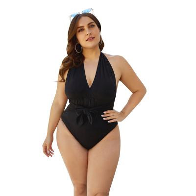 China Plus Size New Plus Size Triangle One Piece Swimwear Sexy Black Backless Millimeter Black Swimwear Wholesale for sale