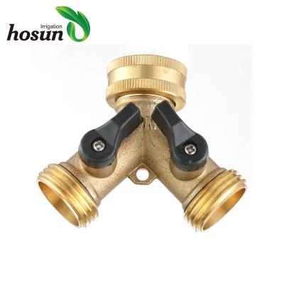 China Garden Tools Hose Fitting Y 2 Way Hose Splitters With Valve for sale