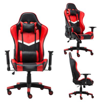 China 2022 Adjustable Cheap Leather Fabric Pillow Recliner White PC Gamer Racing Style Office Computer Racing With Wheels for sale