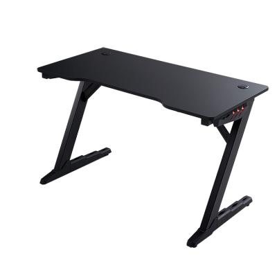 China (Other) 2021 Adjustable In Stock Wholesale Z Shaped Black Game Table RGB Gaming Desk With 7 Color RGB Lights for sale