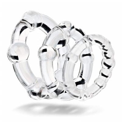 China Odorless Ejaculation Delay Ejaculation Erection Penis Men Sex Toys Elastic Rubber Donut Beaded Penis Ring Cock Ring Adult Set for sale