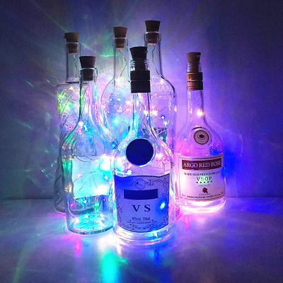 China RGB String Lights Wine Bottle Lights with Cork 7FT Pack 20 LED String Lights Battery Operated LED Cork Silver Wire Fairy Mini for sale