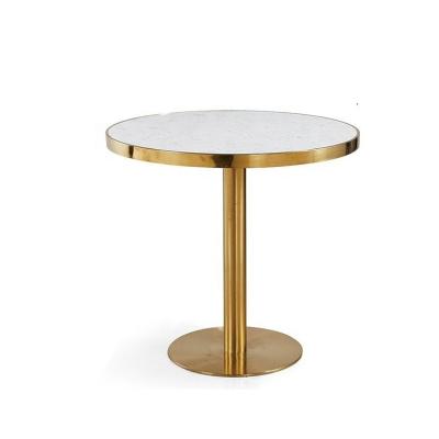 China Elegant Round Dining Table Hardware Stainless Steel Round Coffee Tea Coffee Marble Top Dining Table Sets for sale