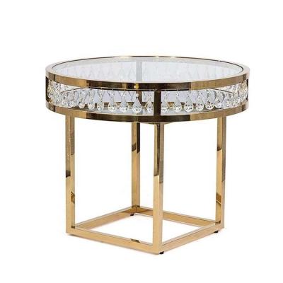 China (Size) 2019 Adjustable Gold Stainless Steel Crystal Glass Wedding Romantic Cake Top Table for sale