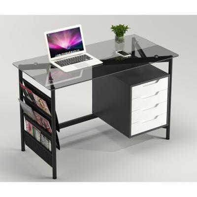 China Luxury Luxury Modern Tempered Glass Top Office desk Hot Sale Table Wood Computer Desk  Bedroom Study Desk with drawers for sale