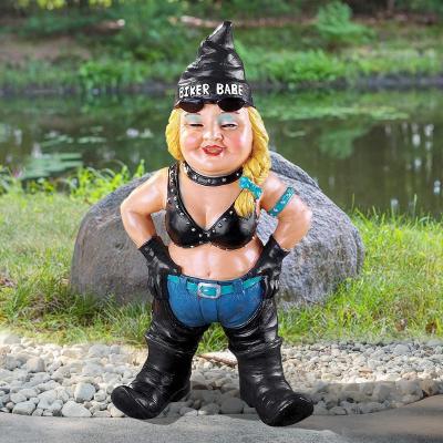 China Outdoor Funny Europe Figurine Motorcycle Statues Biker Garden Gnomes Garden Decor for sale